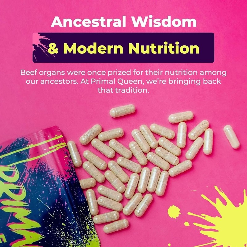 Primal Queen Female Organ Supplement – 2-Pack – Grass-Fed Beef Liver, Heart, Kid gallery