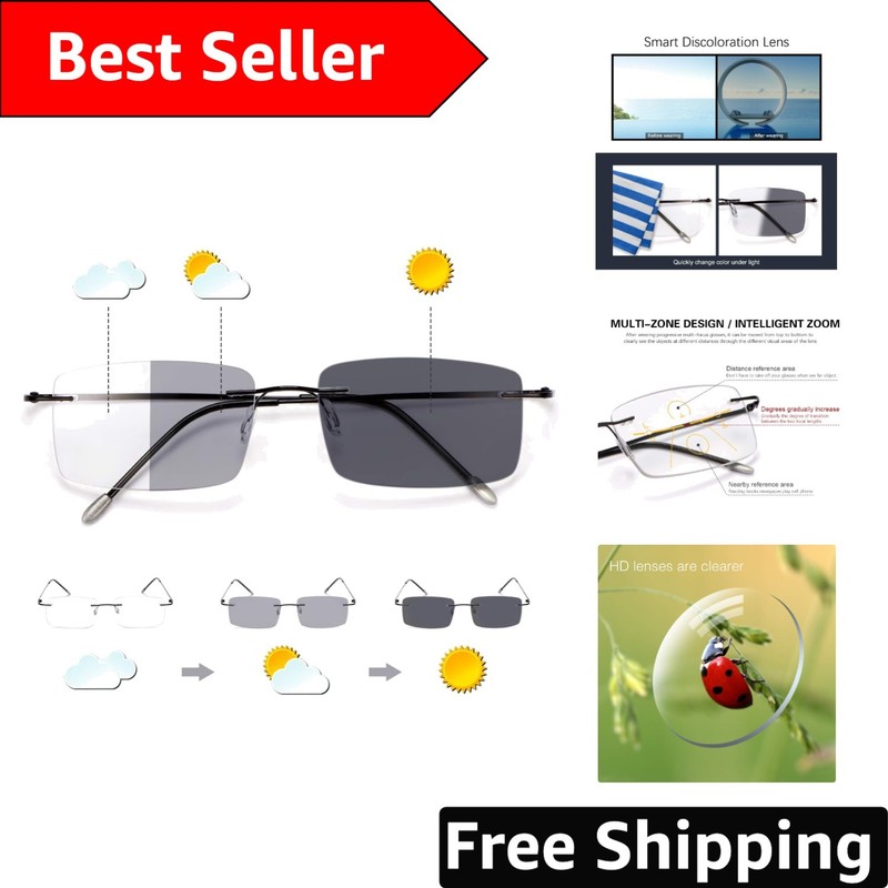 Lightweight Titanium Photochromic Transition Sunglasses with Blue Light Blocking