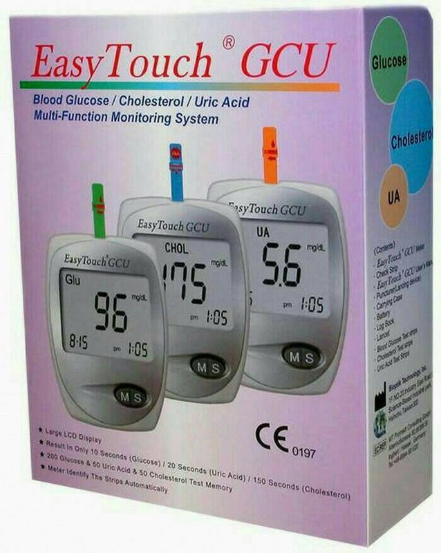 Easy Touch GCU Blood Glucose Cholesterol Uric Acid Blood Monitoring 3 in1 Tester