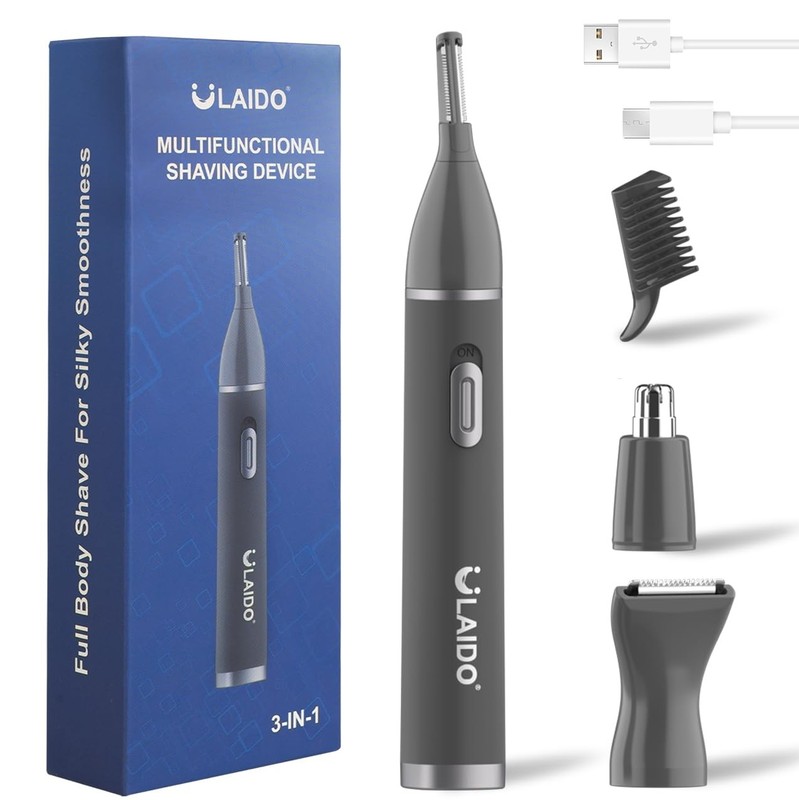 Nose Hair Trimmer for Men, Painless 3 in 1 Grooming Kit for Nose, Ear, Eyebro…