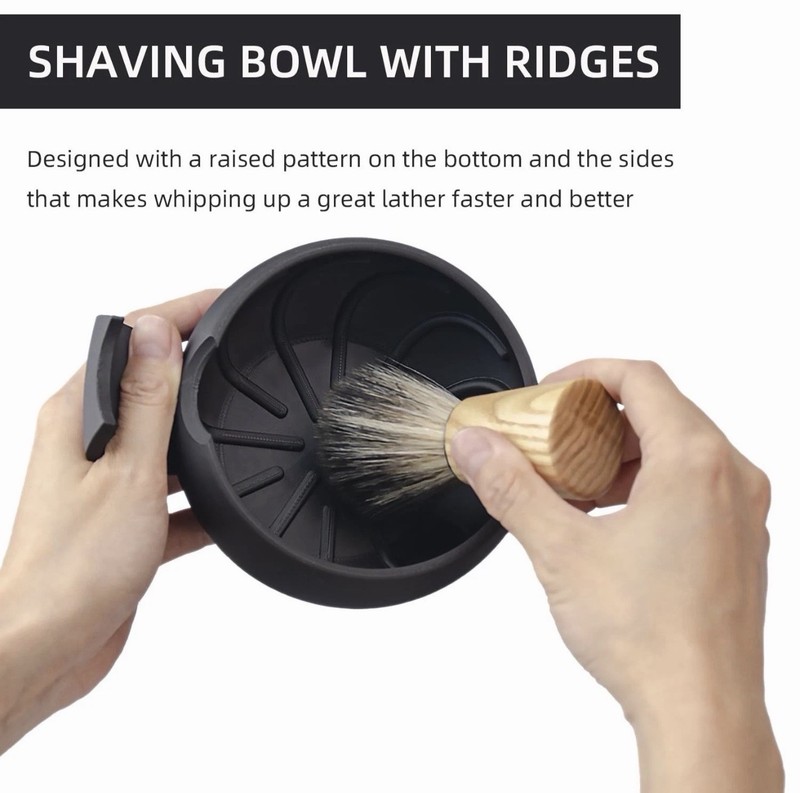 3D Printed PLA Plastic Shaving Soap Bowl Cup Ridges Ripples Mug with Brush Stand gallery