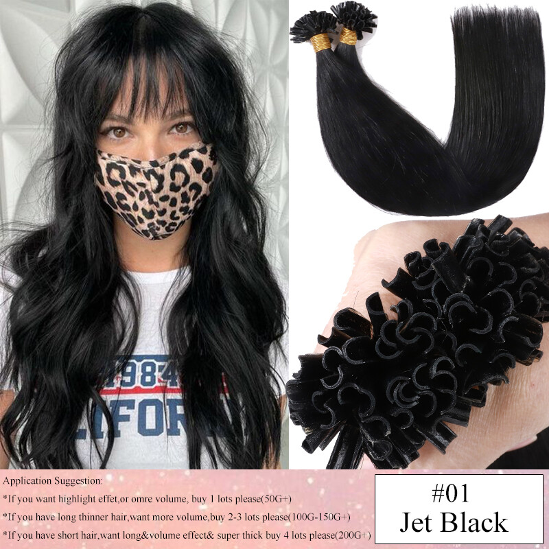 Nail Tip U Tip Fusion Pre Bonded 100% Real Human Hair Extensions Keratin Thick