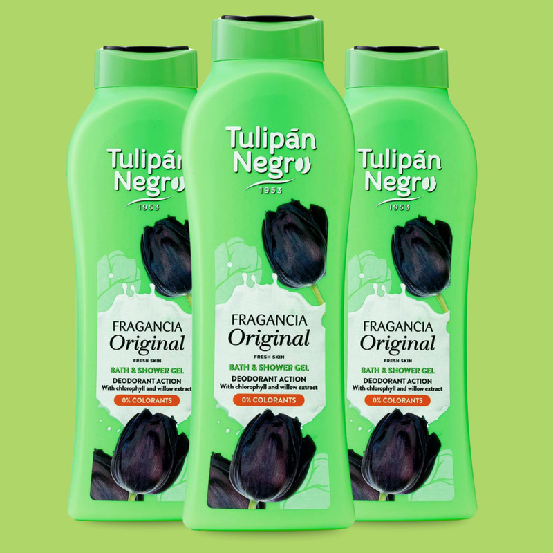 Tulipan Negro Bath & Shower Gel Original, 0% Colorants, 21.9 fl oz (3-Pack)