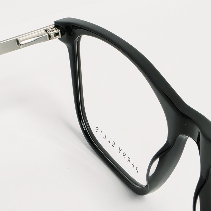 Perry Ellis PE 1351-1 Men's Rectangular Large Glasses in Black / Silver | 57mm gallery