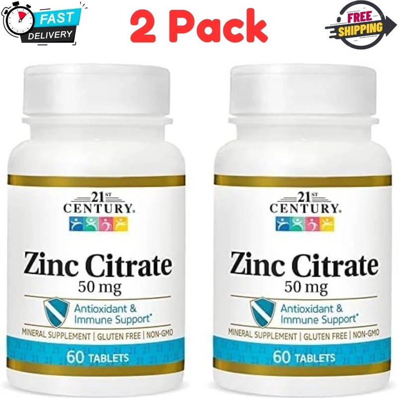 21st Century Healthcare Zinc Citrate Tablets 50mg – 60 Count (Pack of 2)
