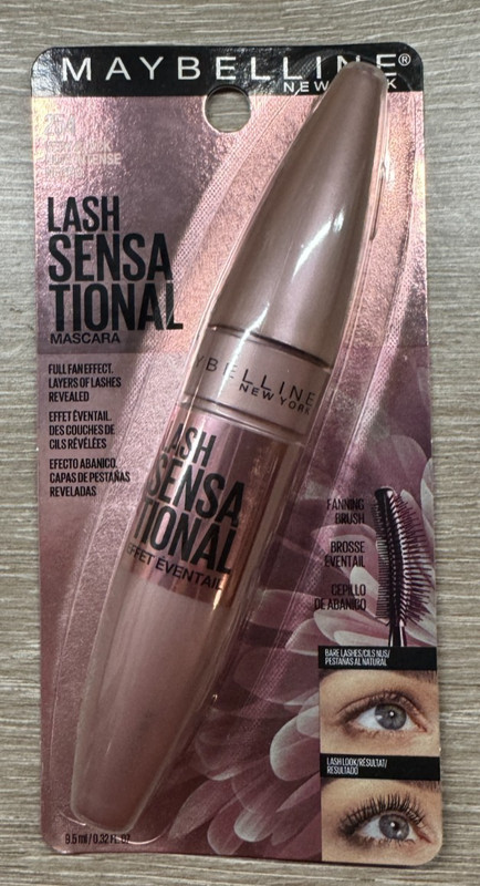 1 Maybelline Lash Sensational Mascara Full Fan Effect 254 VERY BLACK New Sealed