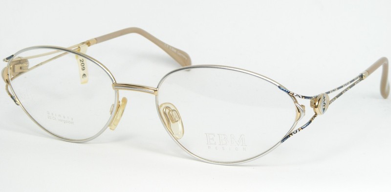Vintage EBM 1322 BG GOLD /SILVER /ROSE 23 ct. gold plated EYEGLASSES 54-16-130mm