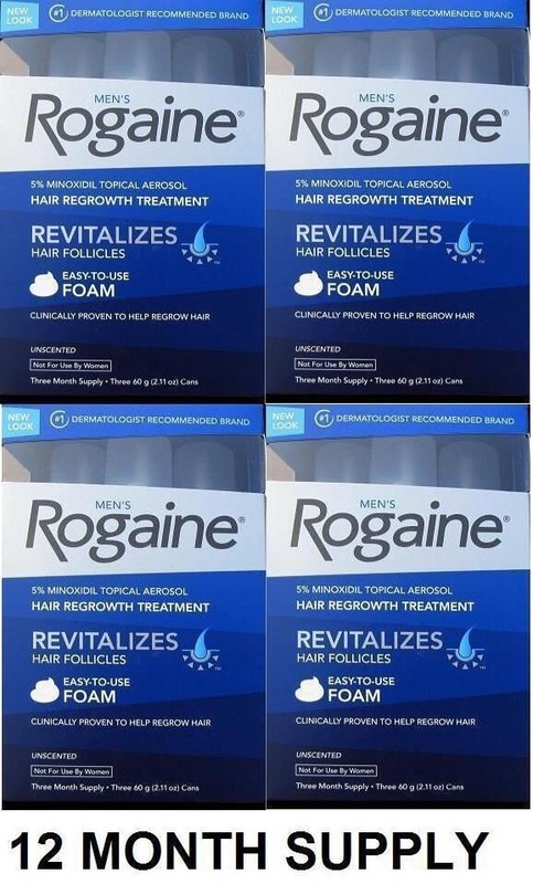 12 Months Rogaine Extra Strength Men Hair Loss Regrowth Supply Foam 5% Minoxidil