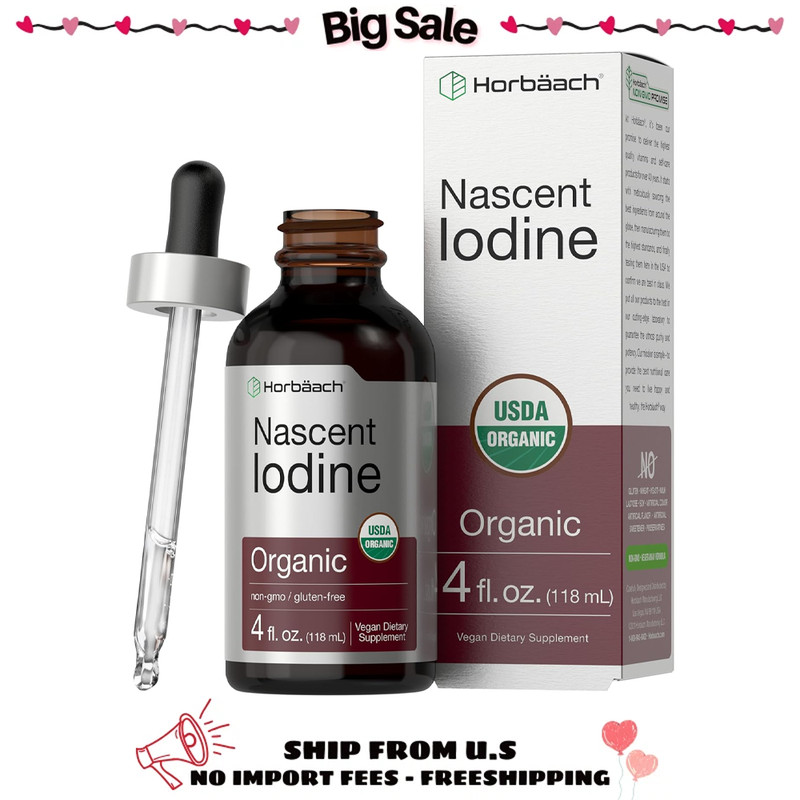 Nascent Iodine Liquid Tincture Supplement 4 oz Vegan Non-GMO Gluten Free Pure