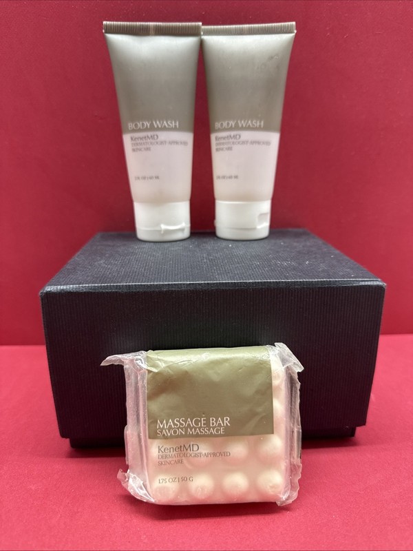 KenetMD Massage Bar SOAP 1.75oz And Two Body Wash 2oz. Dermatologist Approved