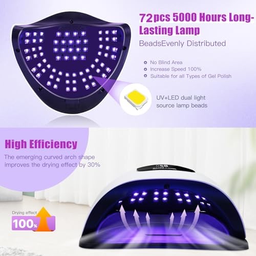 320W UV LED Nail Lamp, Nail Dryer for Gel Polish with 72Pcs Lamp Beads and gallery