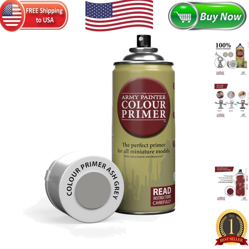400 mL Ash Grey Spray Primer – Fast-Drying Acrylic Basecoat for Wargaming Models