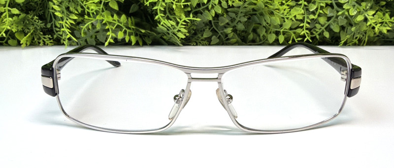 PRADA SPR 50H1BC-3M1 Silver Black rectangular Frame Only 58-12-135 Authentic