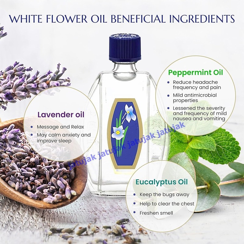 2X Hoe Hin White Flower Oil Pak Fah Yeow 20ml gallery