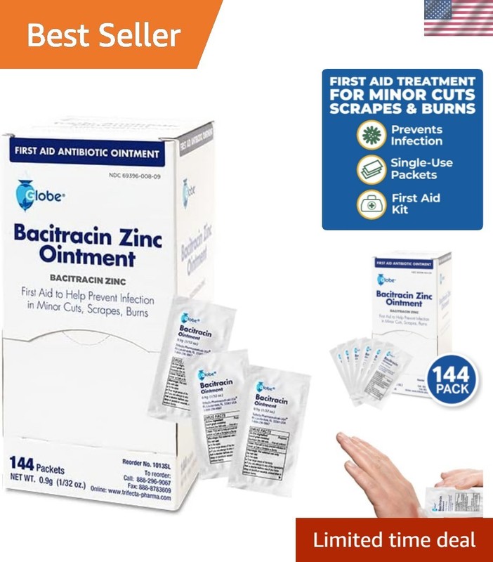 144 Packets Bacitracin Antibiotic Zinc Ointment 0.9g Packet. First Aid to Pre…