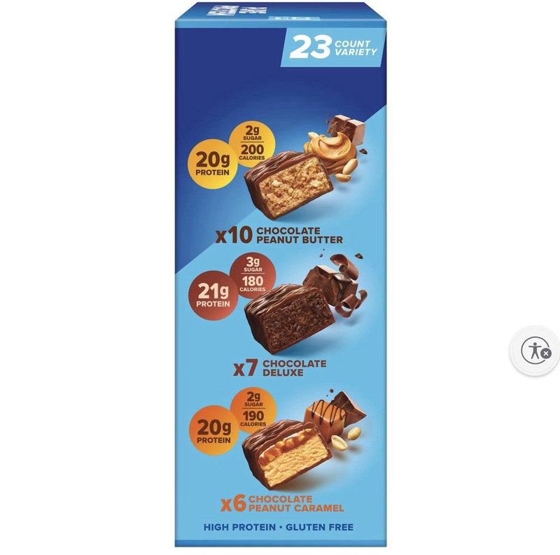 Pure Protein High Protein Gluten-Free Bars 23 Count Chocolate Peanut Butter Del…