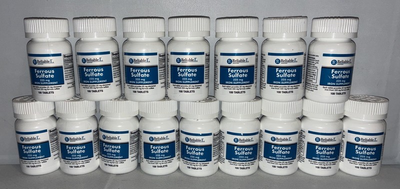 Lot Of 16-Reliable-1 Laboratories Ferrous Sulfate 325 mg, Iron supplement 100 ea