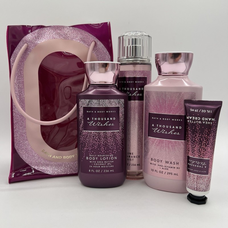 Bath & Body Works A Thousand Wishes Gift Set Body Wash Mist Lotion Cream Bag