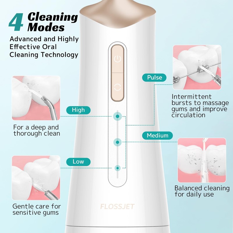 Water Dental Flosser Cordless Oral Irrigator with 300ml 5 Tips 4 Modes USBCharge gallery