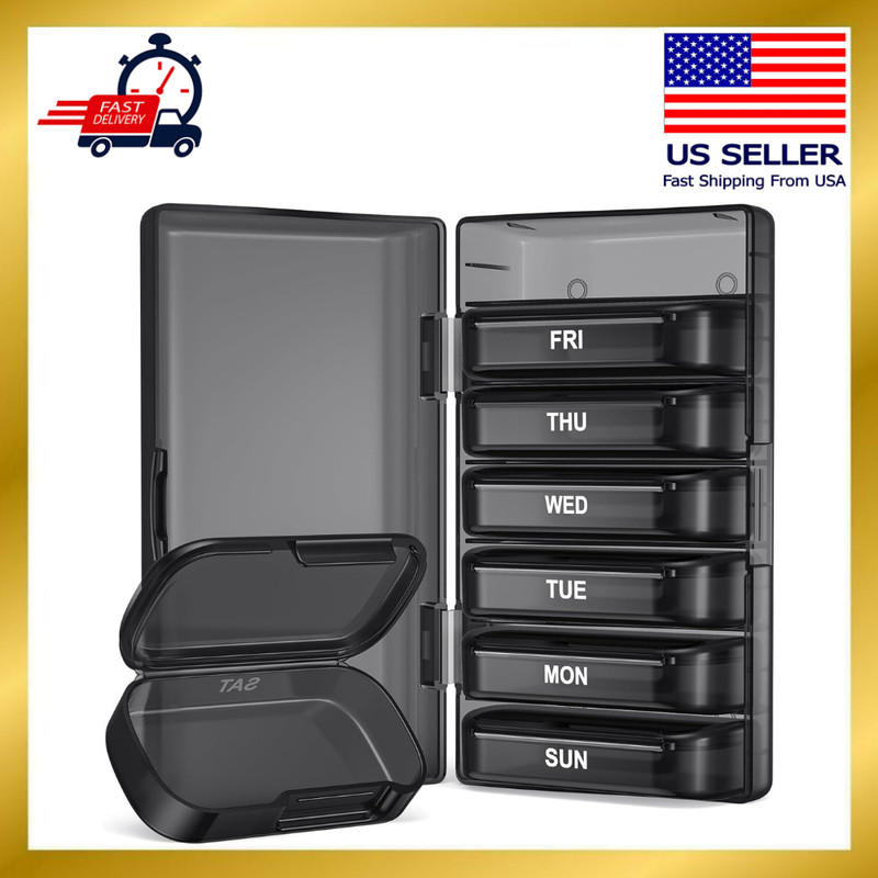 PULIV Weekly Pill Organizer with Large Capacity, Dual Protection Pill Box 7 Day,