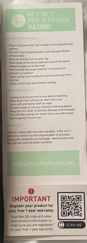 Mint Curling Iron 1 1/4 in Ceramic Dual Voltage Adjustable Temp Black 430°F gallery