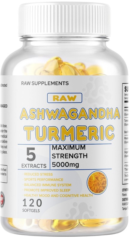 Organic Ashwagandha Capsules 5000mg Strong Stress & Adrenal Support 120 Capsules