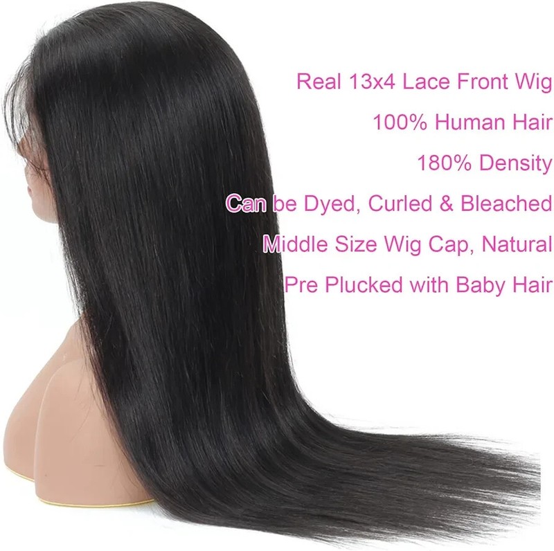 100% Human Hair 13x4 Lace Frontal Wig 18-32inches Natural Straight gallery