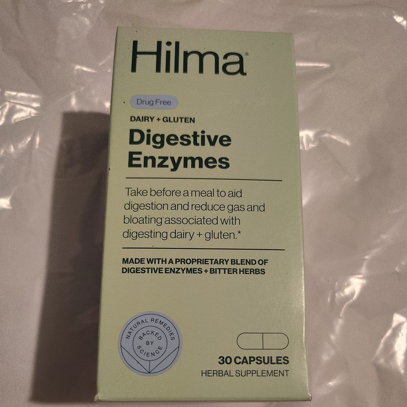 Hilma Digestive Enzymes 30 Capsules Dairy Gluten Bloating Relief Vegan Non GMO