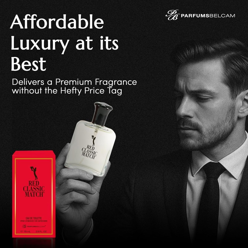 PB ParfumsBelcam Red Classic Match Eau de Toilette for Men 2.5 oz Spicy Amber gallery