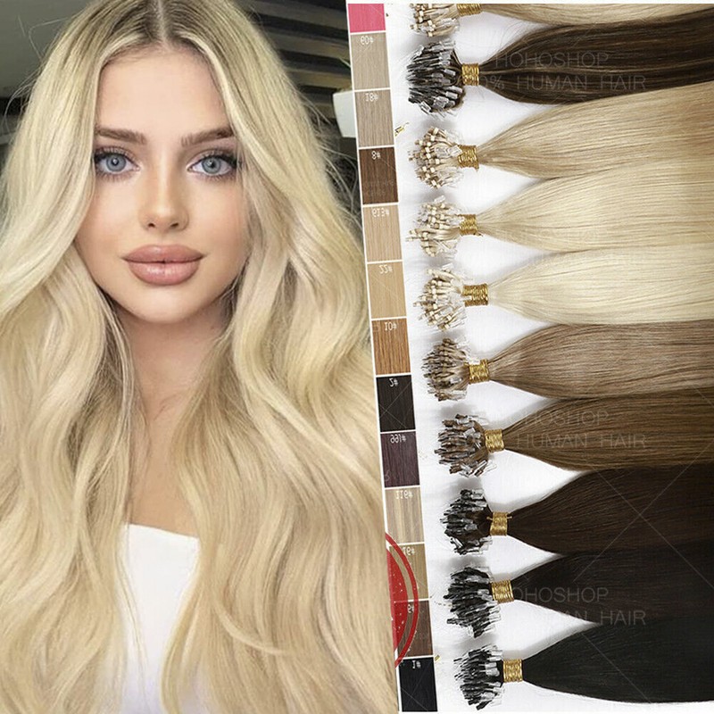Micro Links Human Hair Extensions Micro Loop Beads Tip Remy Straight Hair 16-26″