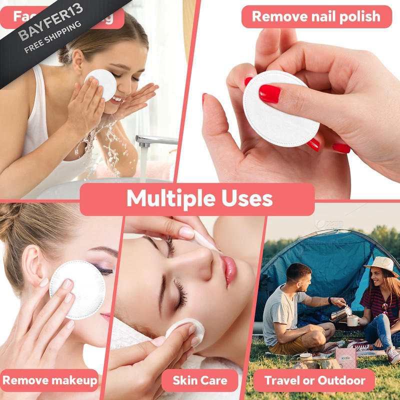 ICOTLE 100% Pure Cotton Round Pads for Face 210 Count (Pack of 1), White gallery