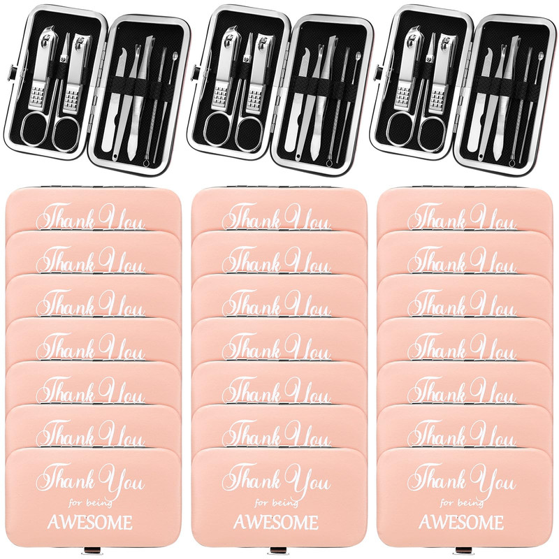 Therwen 24 Sets Fathers Day Bulk Gift Manicure Set Stainless Steel Nail
