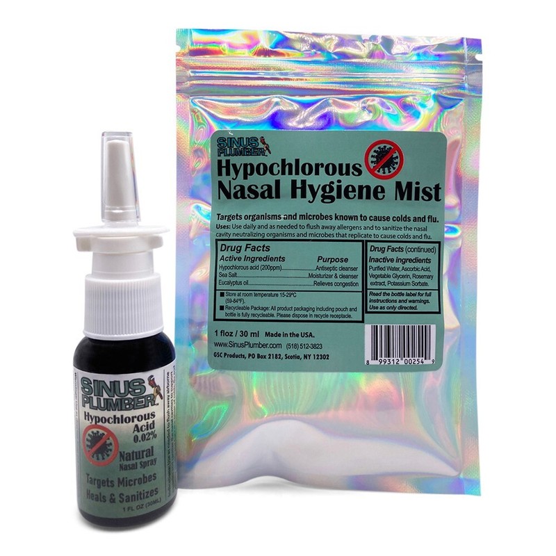 Sinus Plumber Antimicrobial HOCL Nasal Spray – Cold Flu Virus Germ Defense