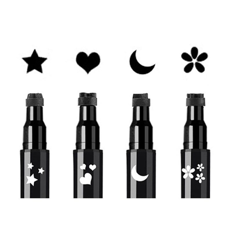 Face Stamp & Eyeliner Set, 4 PCs Black Shape 1 Count (Pack of 4),