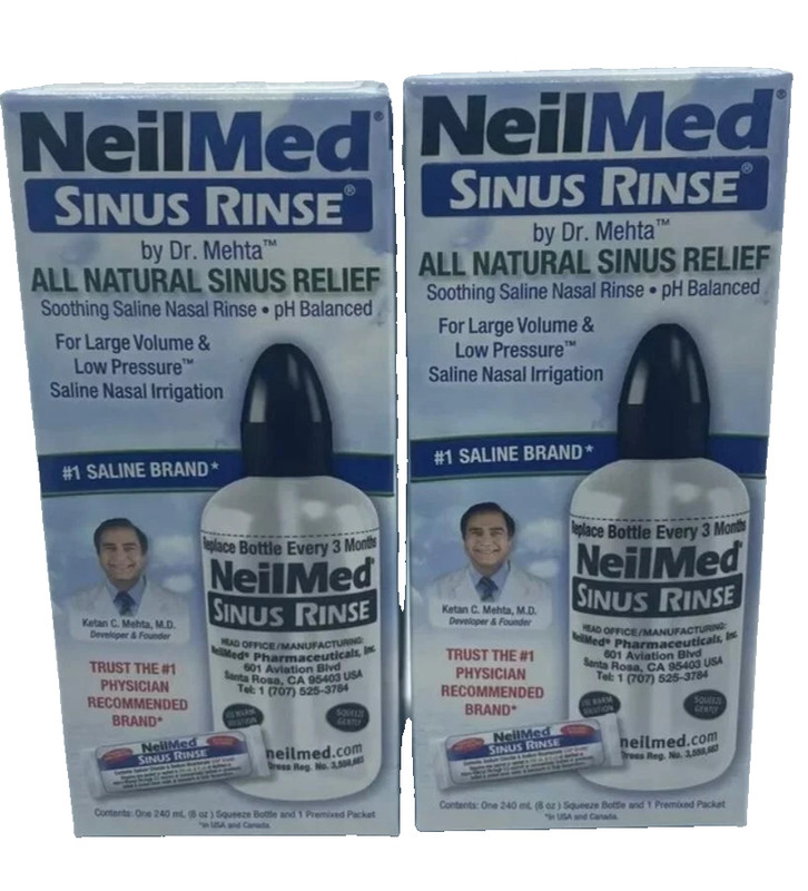 TWO NeilMed Sinus Rinse Boxes Bottles 8 oz Packets Sealed EXP: 3/2029