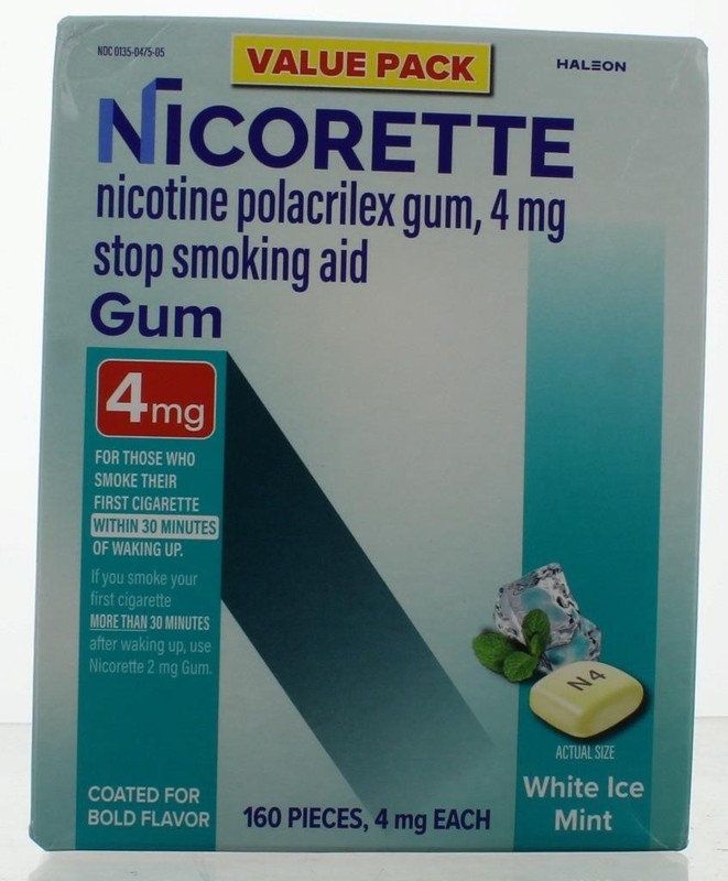 Nicorette Nicotine Gum 4MG White Ice Mint 160Pcs Exp 9/2028