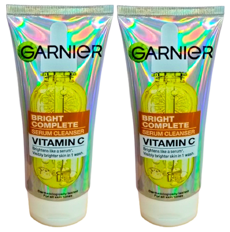 Garnier Bright Complete Serum Cleanser Vitamin C Face Wash Glowing Skin 100ml *2