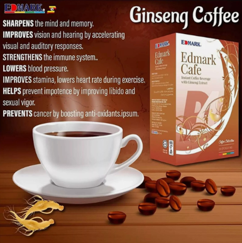 2 X Edmark Cafe Arabica Roasted Coffee Ginseng Memory Support Gano DHL SHIPPING gallery