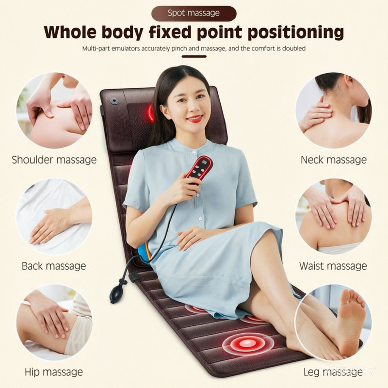 Full Body Massage Mat with Heat 12 Motor Neck Shiatsu Kneading Leg Pain Relief