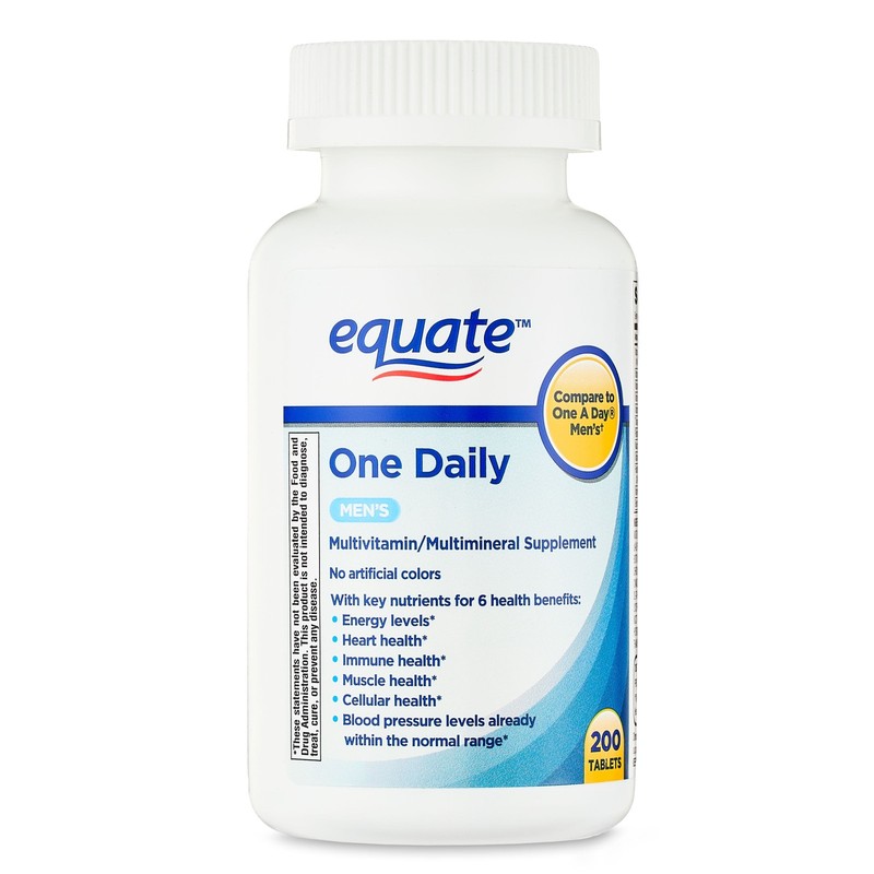 Equate One Daily Men’s Multivitamin/Multimineral Supplement Tablets, 200 Count