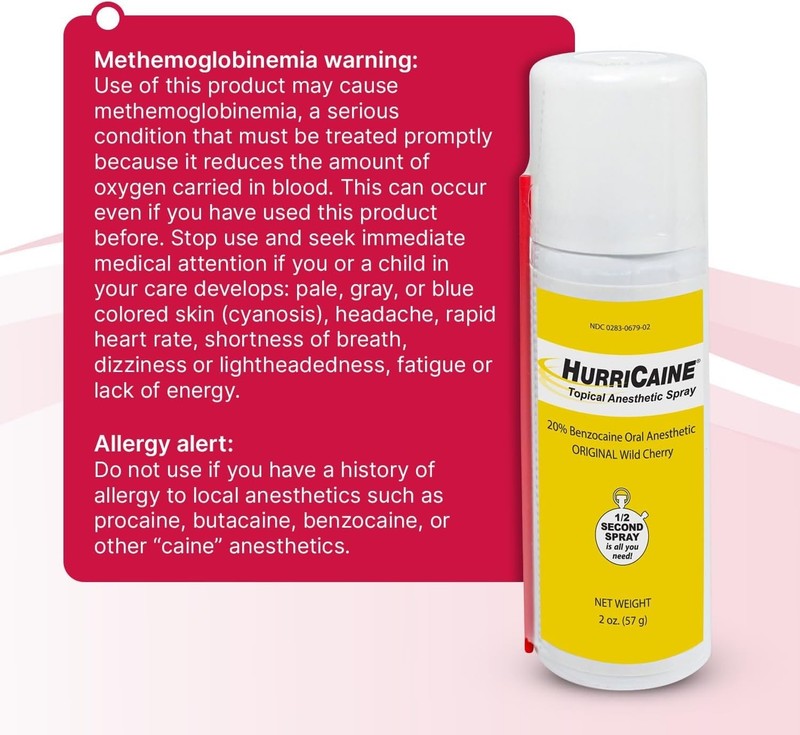 HurriCaine 20% Benzocaine Oral Pain Relief Spray, Fast-Acting Topical Anesthe... gallery