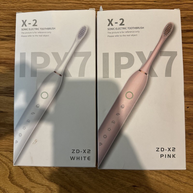 X-2 Sonic Electric Tooth Brush I White/Pink I Swappable Heads ZD-X2 Lot Of 2