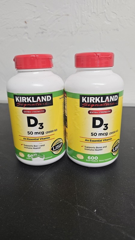 2 Bottles Kirkland D3 50 Mcg An Essential Vitamin 600 Softgels Exp 2028 US