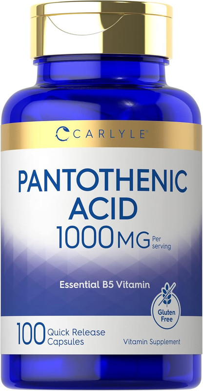 Pantothenic Acid 1000Mg 100 Capsules Essential B5 Vitamin Non-Gmo, Gluten Free S