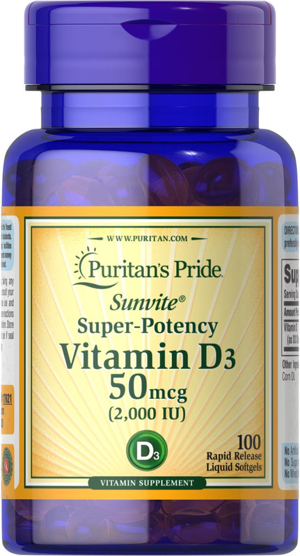 Vitamin D3 Super-Potency 2000 iu 50 mcg 100 Softgels D-3 Bone & Immune Health D