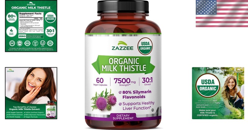 USDA Organic Milk Thistle Extract 80% Silymarin - 60 Capsules (2- Supply) gallery