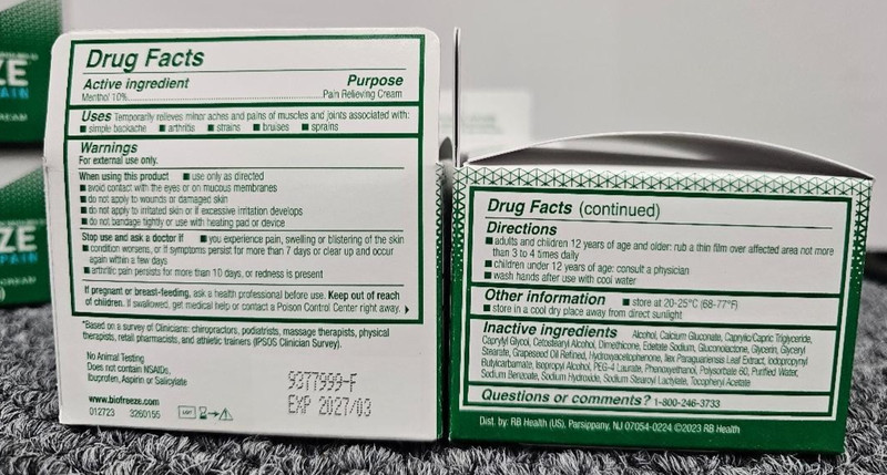 Lot of 12, Biofreeze Cool the Pain CREAM 3oz Menthol Pain Relieving exp 03/27 gallery