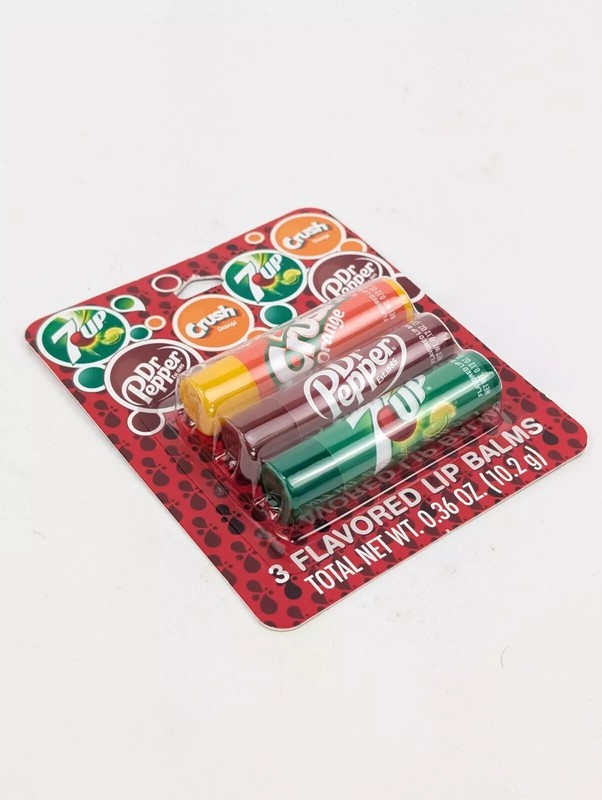 3 Pack Taste Beauty Orange Crush Dr Pepper 7Up .12 oz Lip Balm Fresh Sealed gallery