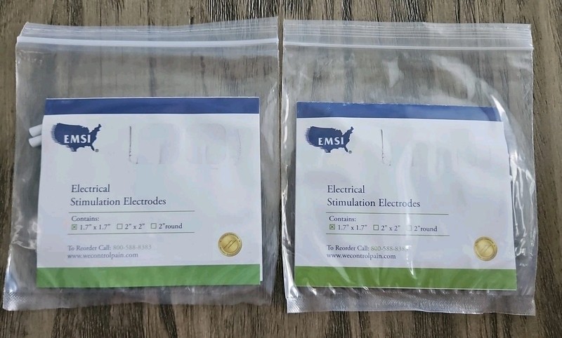 2 Packs EMSI Electrical Stimulation Electrodes 4 Tens Pads Each 1.7” X 1.7”