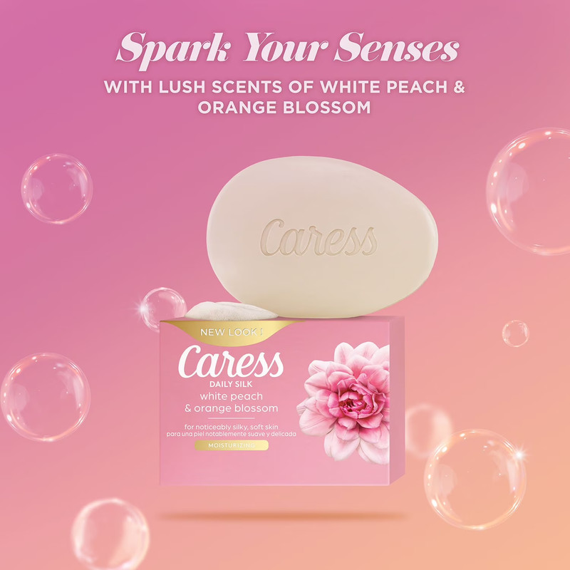 Caress Silkening Daily Silk Beauty Bar, White Peach & Orange Blossom, 16 ct. gallery